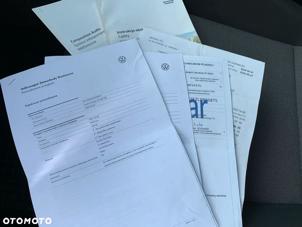 Volkswagen CADDY L1 DFSD MOCNY 2.0TDI 102KM Euro6 Homologacja Cięż. VAT-1 SALON POLSKA SERWISOWANY W ASO VW JEDEN WŁAŚCICIEL JAK NOWY - 31