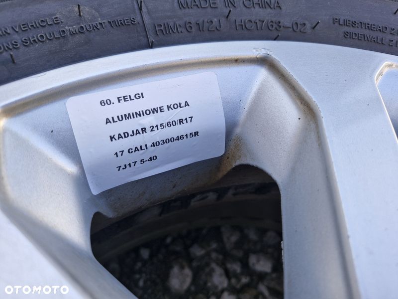 FELGI ALUMINIOWE RENAULT KADJAR 7.0J 17 CALI ET40 403004615R MEGANE TALISMAN 5X114,3 - 4