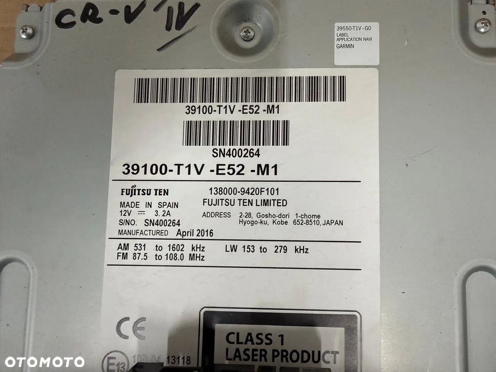 HONDA CR-V IV LIFT 15-18 PANEL RADIO NAWIGACJA NAVI 39100-T1V-E52-M1 - 5