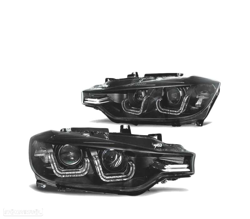 FARÓIS LED PARA BMW F30 F31 11-15 TRU DRL PRETO - 2
