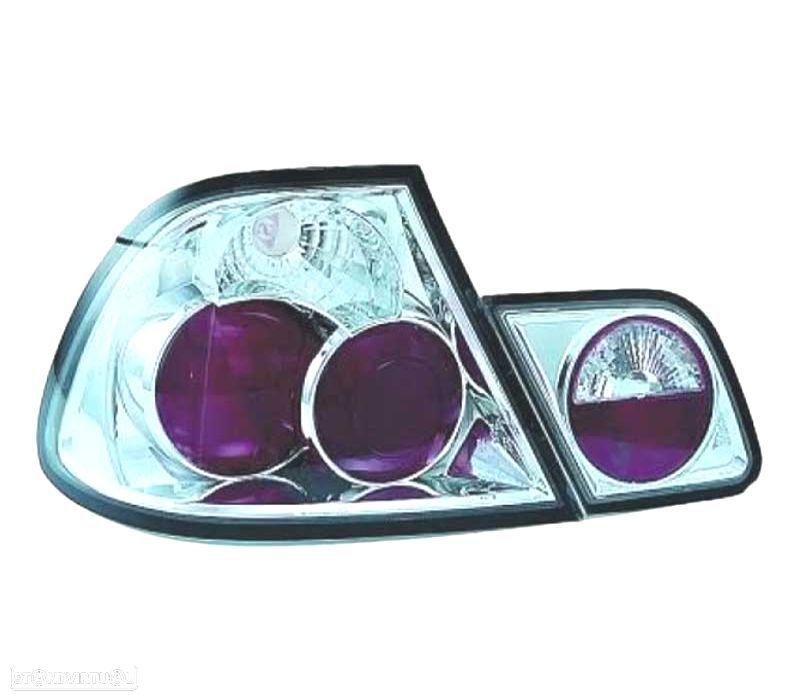 FAROLINS TRASEIROS BMW E46 COUPE 99-03 LOOK LEXUS FUNDO CROMADO - 2