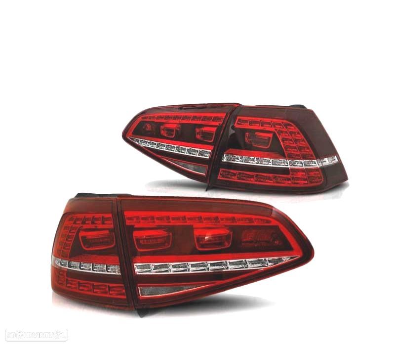FAROLINS TRASEIROS FULL LED PARA VOLKSWAGEN VW GOLF 7 12-17 LOOK GTI VERMELHO BRANCO - 1
