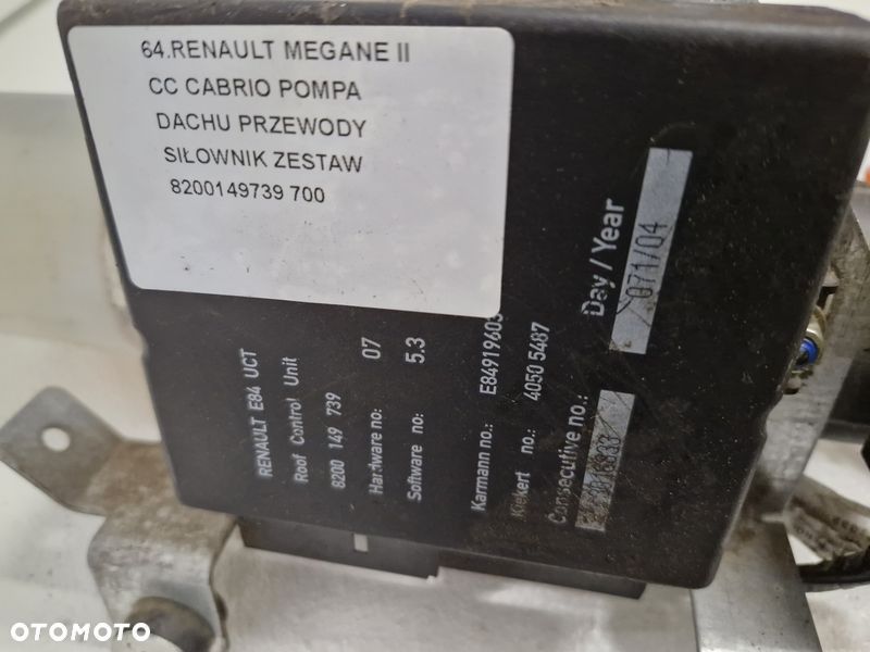 RENAULT MEGANE 2 II CC CABRIO POMPA DACHU PRZEWODY SIŁOWNIK ZESTAW 8200149739 - 3