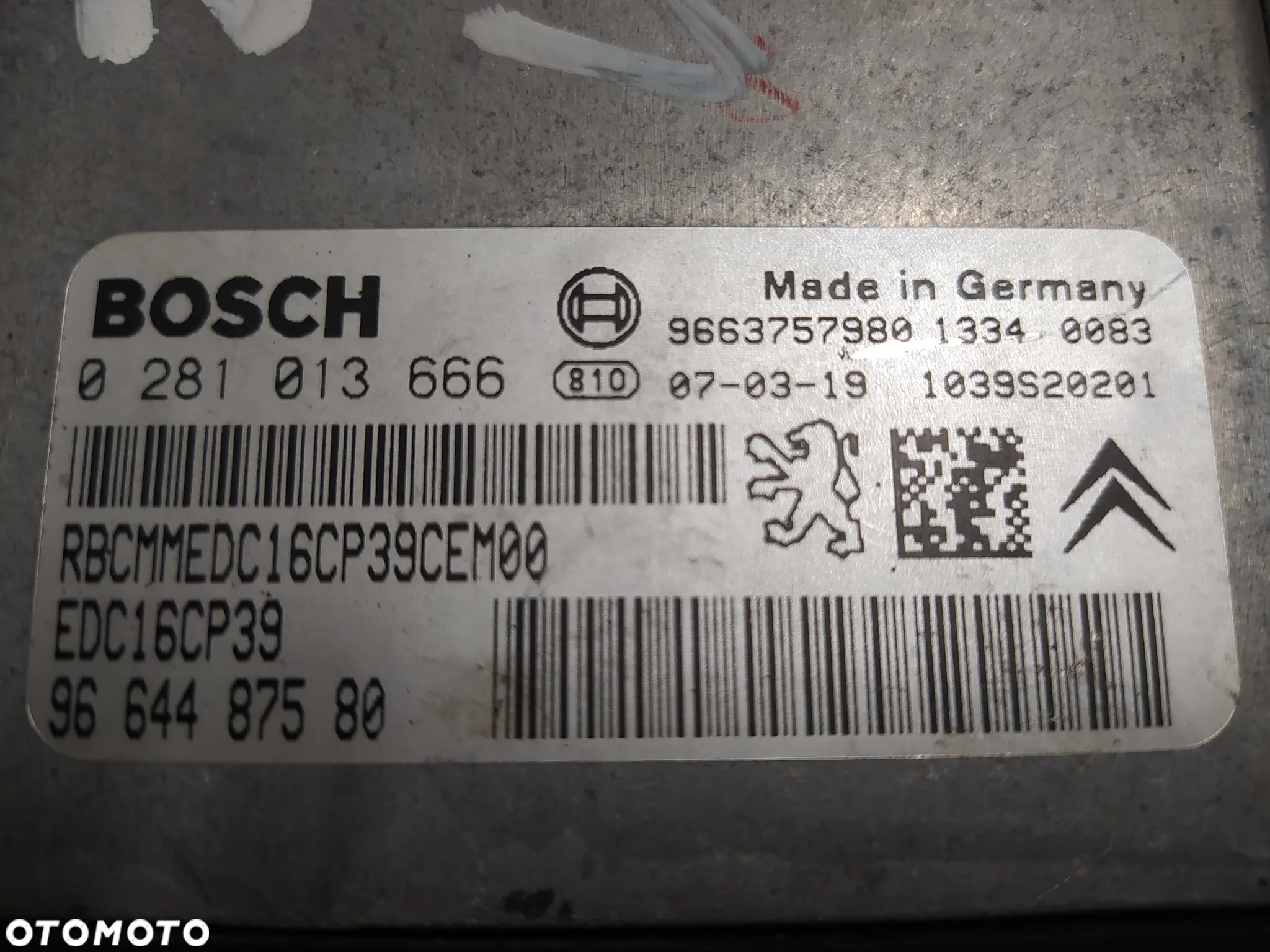 KOMPUTER STEROWNIK SILNIKA ECU PEUGEOT 4007 2.2 HDI CITROEN 0281013666 9664487580 - 3