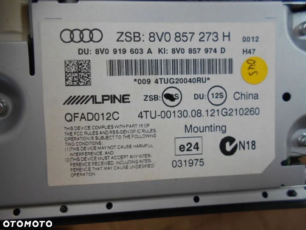 EKRAN WYŚWIETLACZ MONITOR LCD MMI NAVI NAWIGACJI AUDI A3 S3 8V 8V0857273H - 5