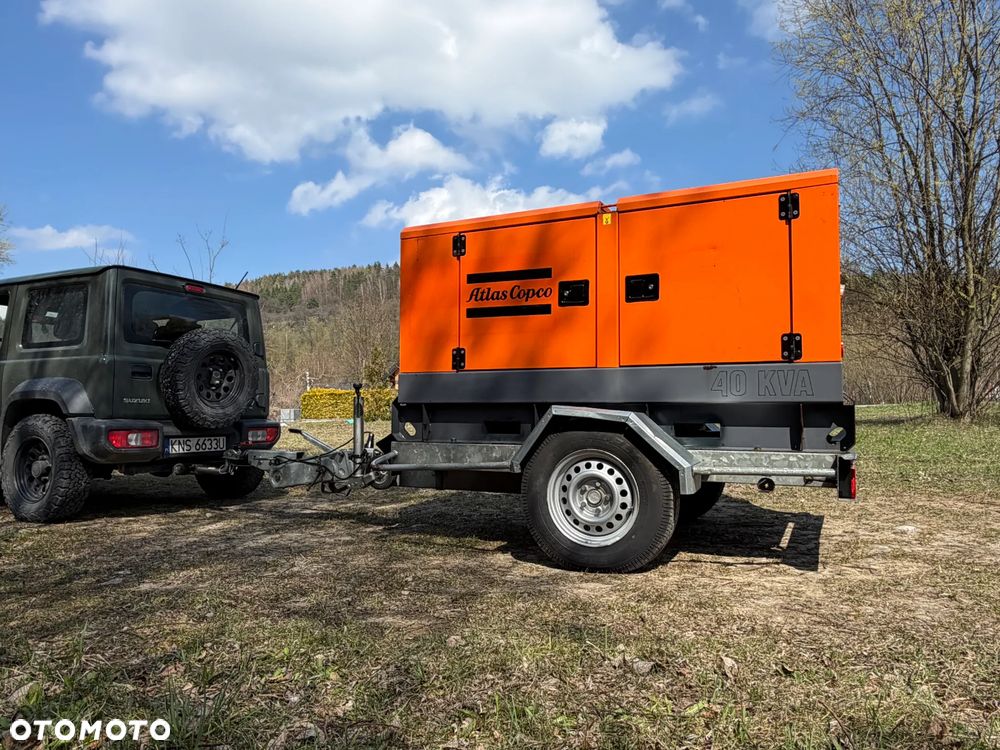 Atlas Copco QAS 40 KW Agregat prądotwórczy Przyczepa do rejestracji. inwerterowy wyciszony! 2014r. JAK NOWY z Norwegii. 5000mtg.Mocny silnik Turbo Kubota 4 cylindry 100km! Dekra aktualna. Opony zero zużycia. Zadbany Agregat. Odpala na Dotyk. Bogata Wersja! Prądnica Najlepsza PARTNER LEROY SOMER. - 2