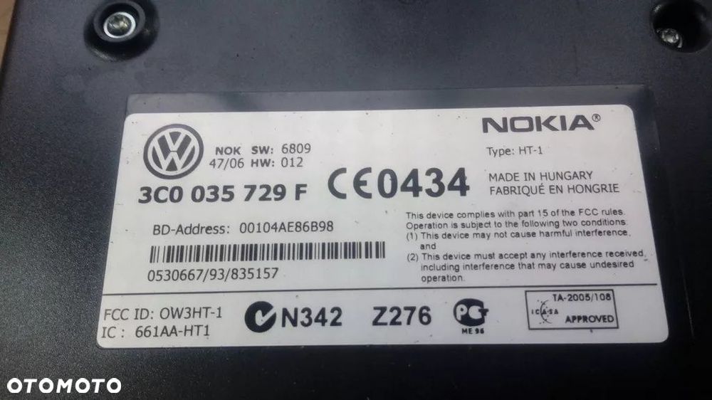 MODUŁ BLUETOOTH NOKIA VW GOLF PLUS 3C0035729F - 2
