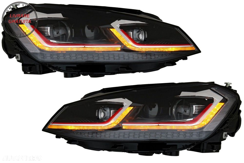 Faruri LED Bi-xenon Look VW Golf 7 VII (2012-2017) Facelift G7.5 GTI Design cu Sem- livrare gratuita - 4