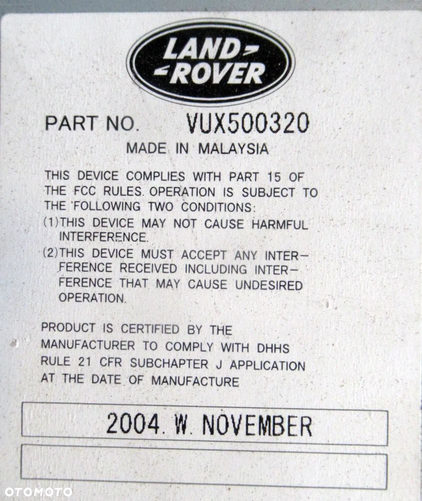 LAND ROVER DISCOVERY III RADIO RADIOODTWARZACZ CD VUX500320 - 3