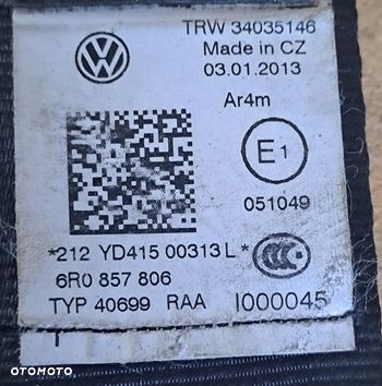 vw polo 6r 6c 09-17r pas bezpieczeństwa napinacz prawy tył 6r0857806 - 2