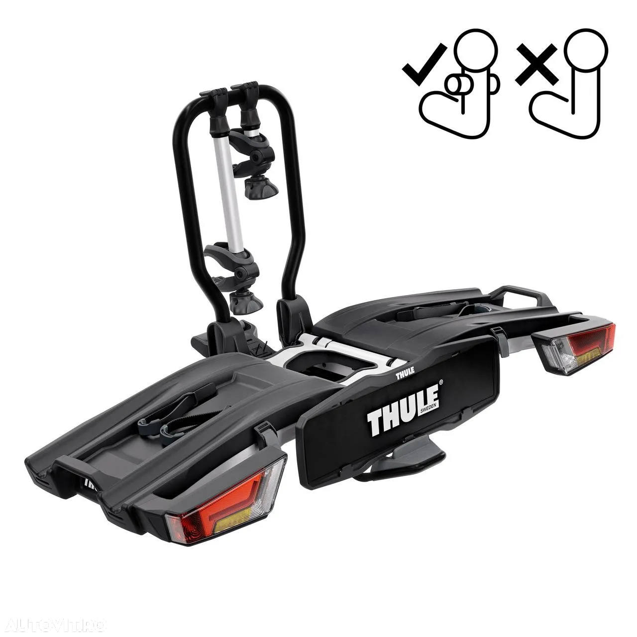 Suport 2 biciclete Thule EasyFold XTF 2 cu prindere pe carligul de remorcare (13pini), Nou_Pret Importator, emitem Factura & Garantie - 2