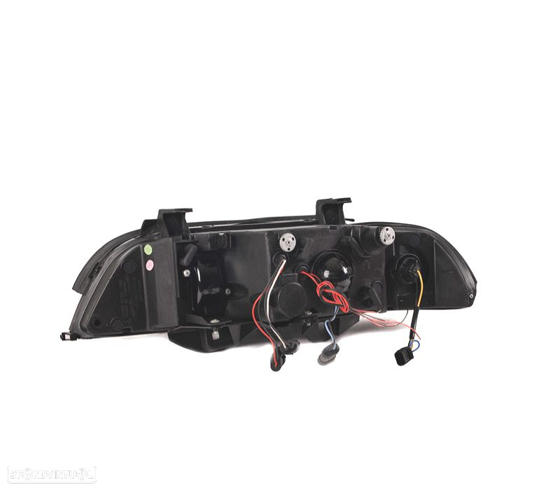 FARÓIS BMW E39 95-00 ANGEL EYES LED FUNDO PRETO - 3