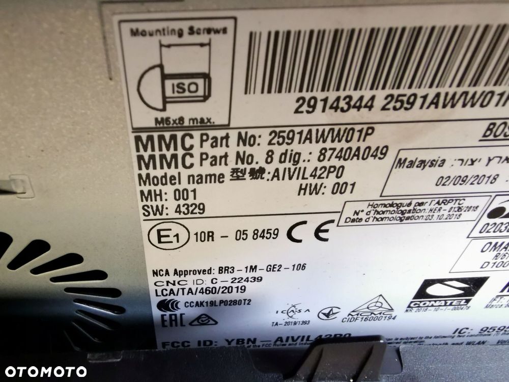 MITSUBISHI OUTLANDER IV 21- USA RADIO WYŚWIETLACZ EKRAN 2591AWW01P *_* - 5