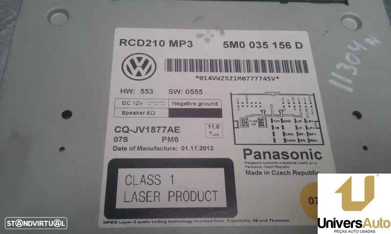 SISTEMA AUDIO / RADIO CD VOLKSWAGEN POLO 2013 -5M0035156D - 3