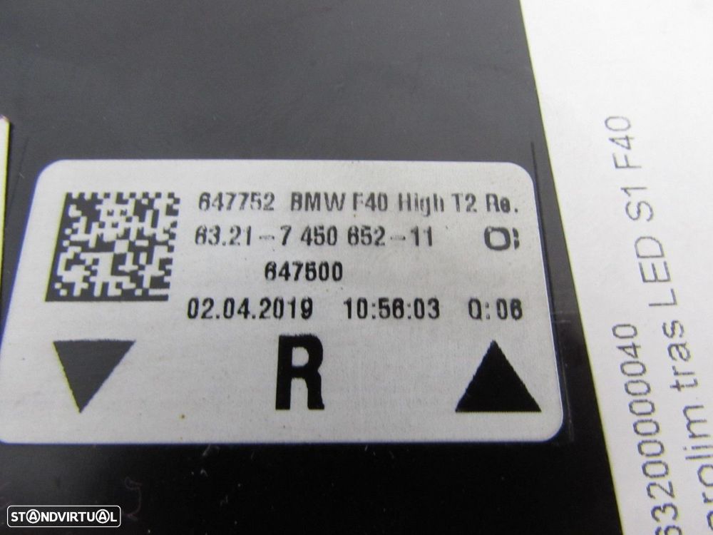 Farolim da mala Led Direito/Trás Seminovo/ Original BMW 1 (F40) 63217450652 - 4