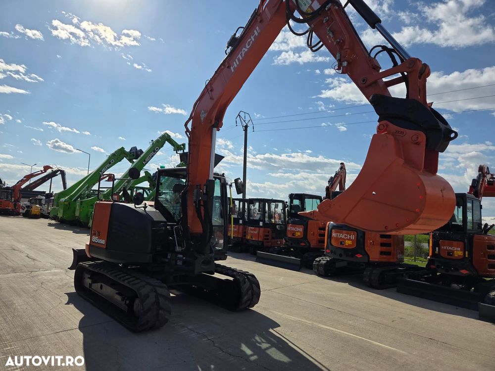 Hitachi ZX85, 2022, 3.177h, LAMA NIVELARE, senile CAUCIUC NOI, CUPLA RAPIDA HIDRAULICA+3 cupe noi, adanc sapare 5m, latimie 2,2m, inst picon pe brate, inst rotire pe brate, Aer condi, Antifurt, Computer in lb romana, leasing 4 ani-PROMOTIE 62.900 EUR+Tva - 14