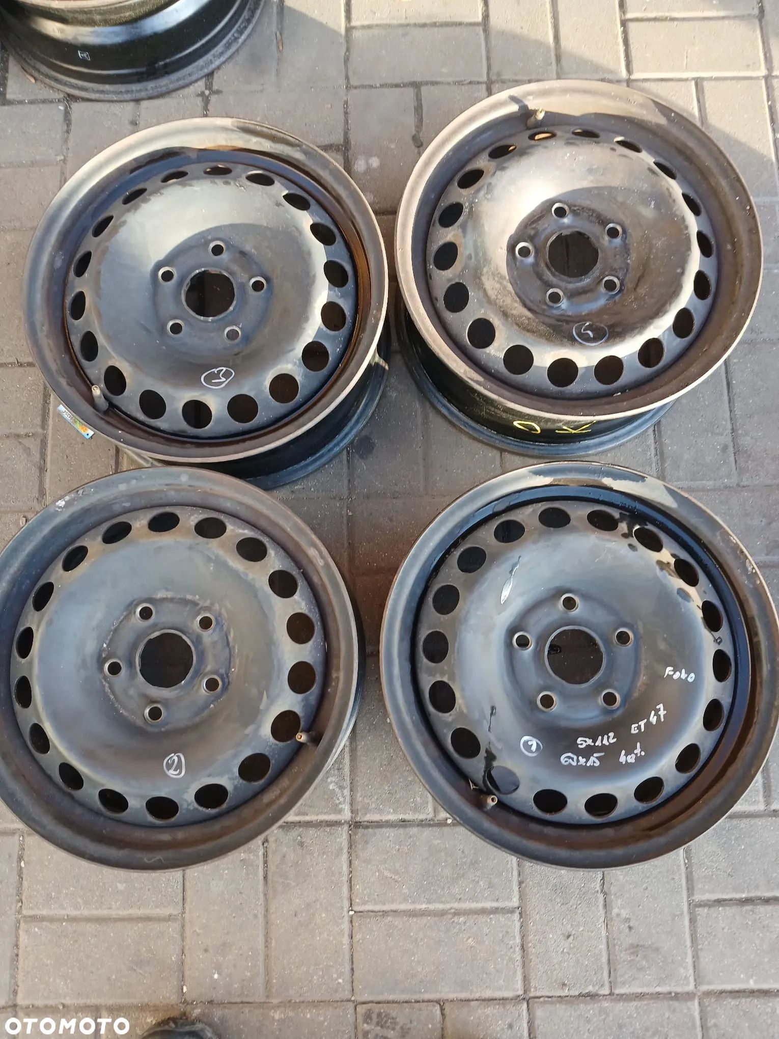 FELGI STALOWE 5x112 6Jx15 CALI ET47 VW GOLF V VI CADDY TOURAN ALTEA LEON A38P OCTAVIA 4 SZTUKI KOMPLET - 1