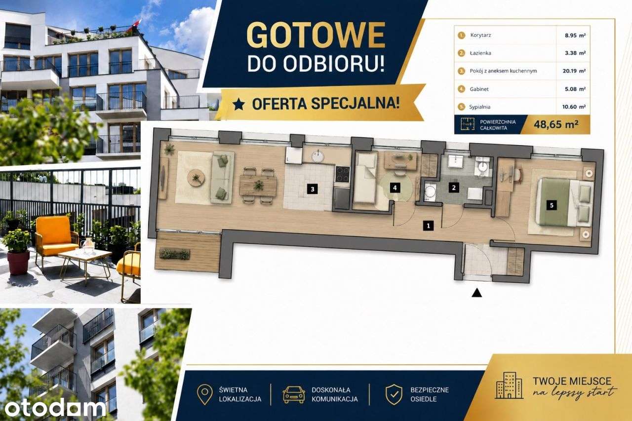 Gotowe! 3pok. 48,65m² IVp balkon Oferta Specjalna!