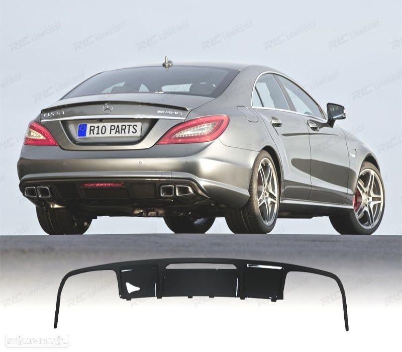 DIFUSOR MERCEDES CLS C218 11-14 LOOK C63 AMG PRETO BRILHANTE - 1