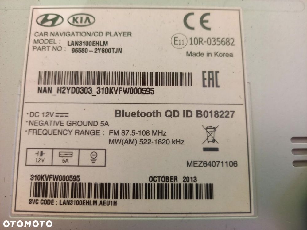 RADIO NAWIGACJA 96560-2Y600 HYUNDAI IX35 13R - 4