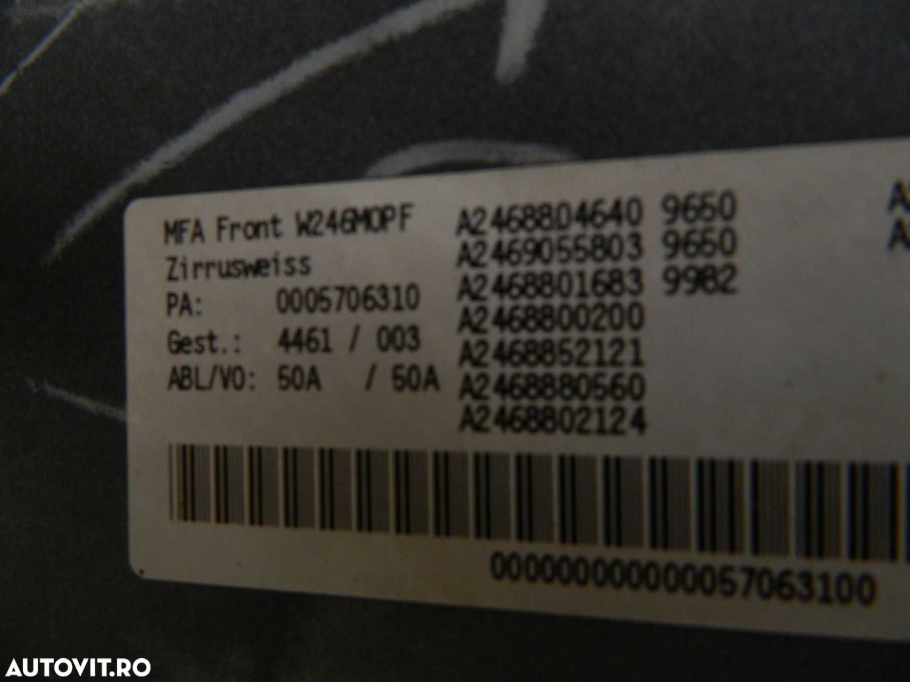 Bara fata Mercedes B-Class W246, facelift, 2015, 2016, 2017, 2018, A2468854325. - 9