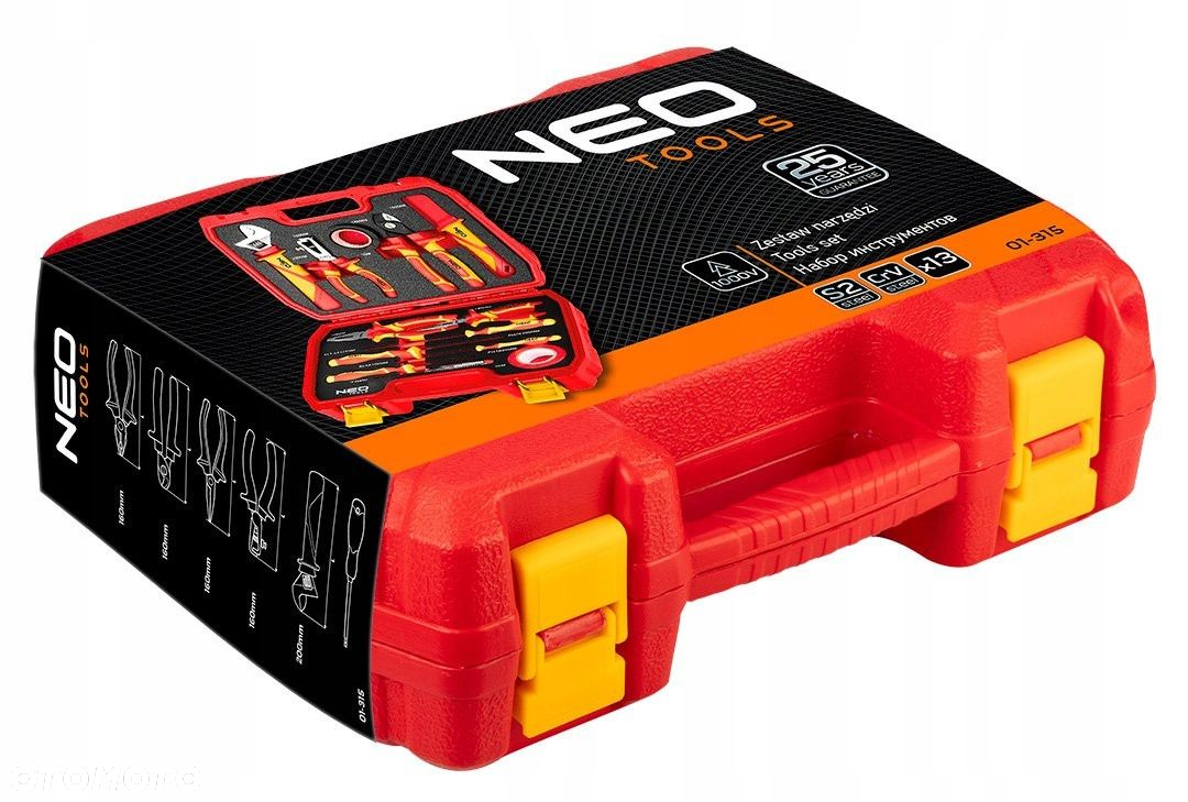 NEO ZESTAW NARZĘDZI DLA ELEKTRYKA 13 el. WALIZKA SZCZYPCE ŚRUBOKRĘTY 1000V - 5