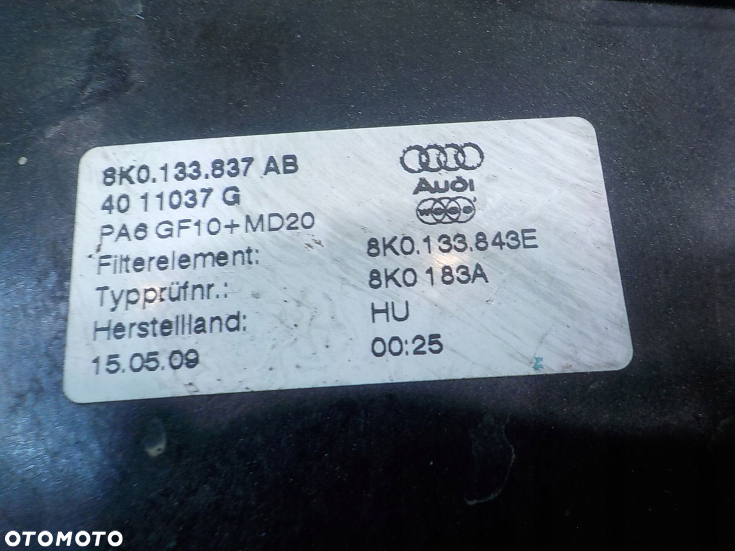 AUDI A5 8T 2.0 TFSI 09r COUPE 2D obudowa filtra powietrza 8K0133837AB - 7