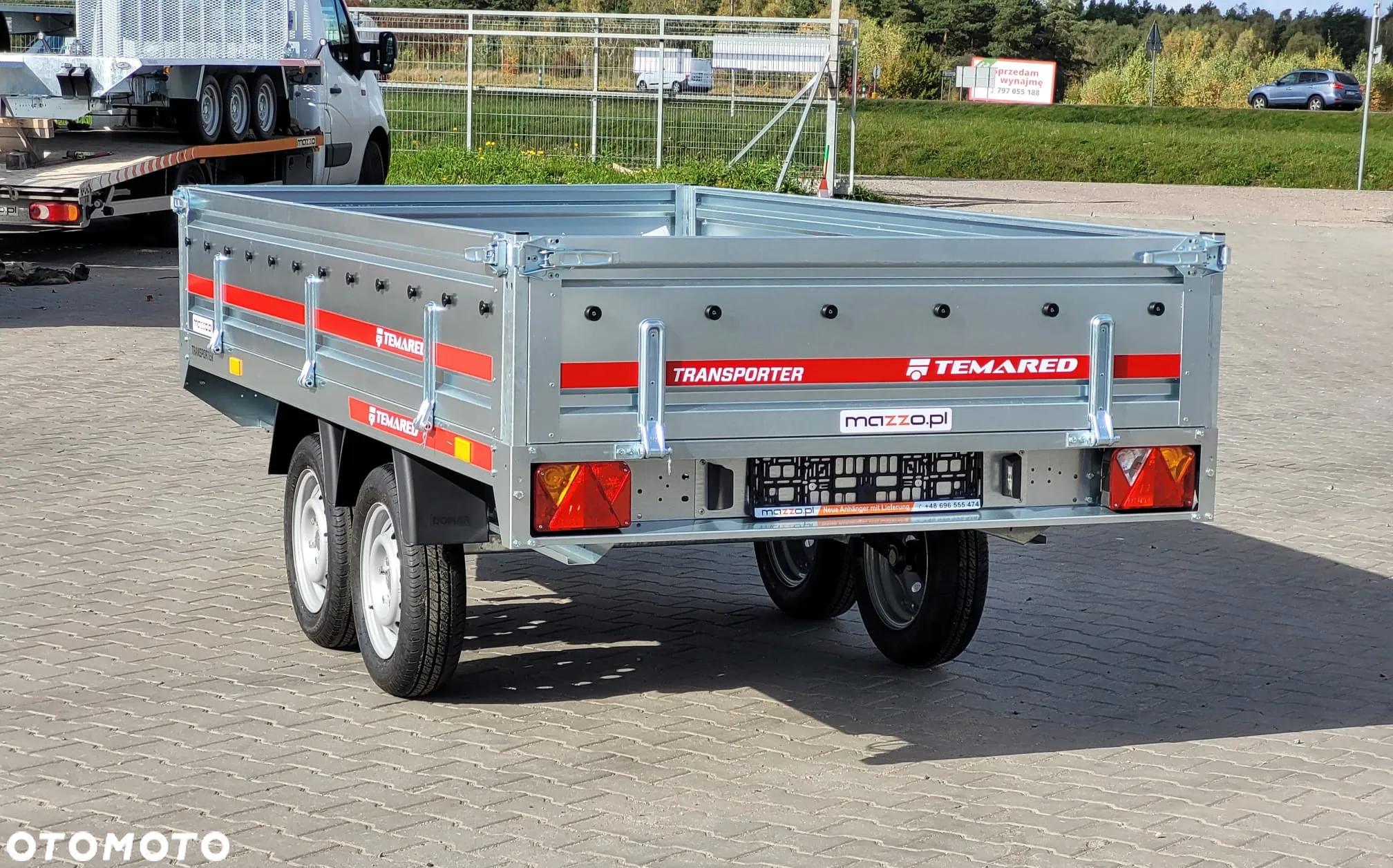 TEMARED DOSTAWA przyczepa platforma 304x153cm DMC750kg otwierane burty, koła pod spodem, do przewozu uli! - 4