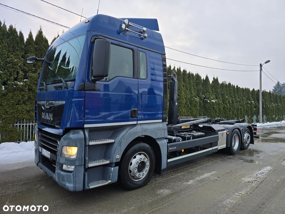 MAN TGX HAKOWIEC E6 MANUAL 2017 rok MEILLER złom śmieci makulatura gruz trociny kontener przyczepa 26.420
