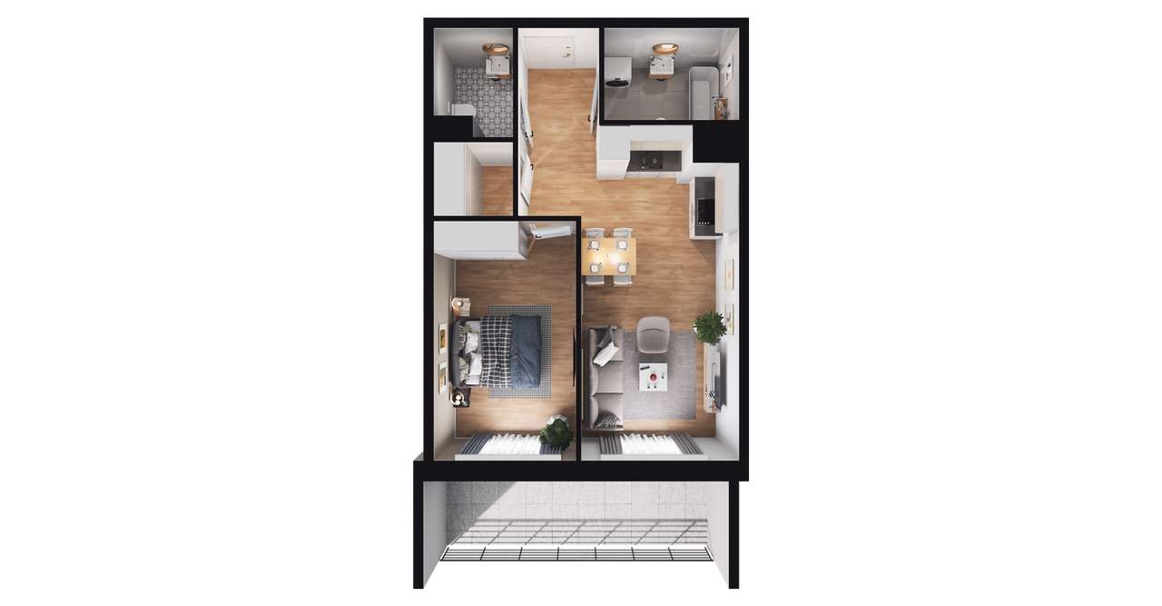 2-pokojowe mieszkanie 45m2 + balkon Bezpośrednio - Pełny obrazek: 2/23