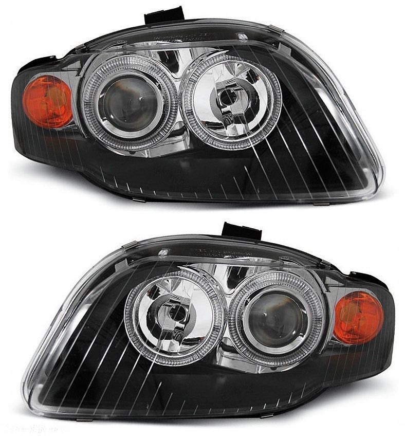 Reflektor Lampa kpl Ringi Angel Eyes Depo Tuning Black Audi a4 b7 8e 2004- - 2