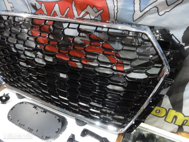 Grelha frontal AUDI A4/S4 B9 15-19 RS4 look  cromado e preto brilhante com suporte para símbolo - 16