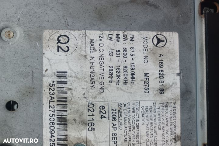 Radio cd A1698206189 Mercedes-Benz A-Class W169 [2004 - 2008] Hatchba - 4