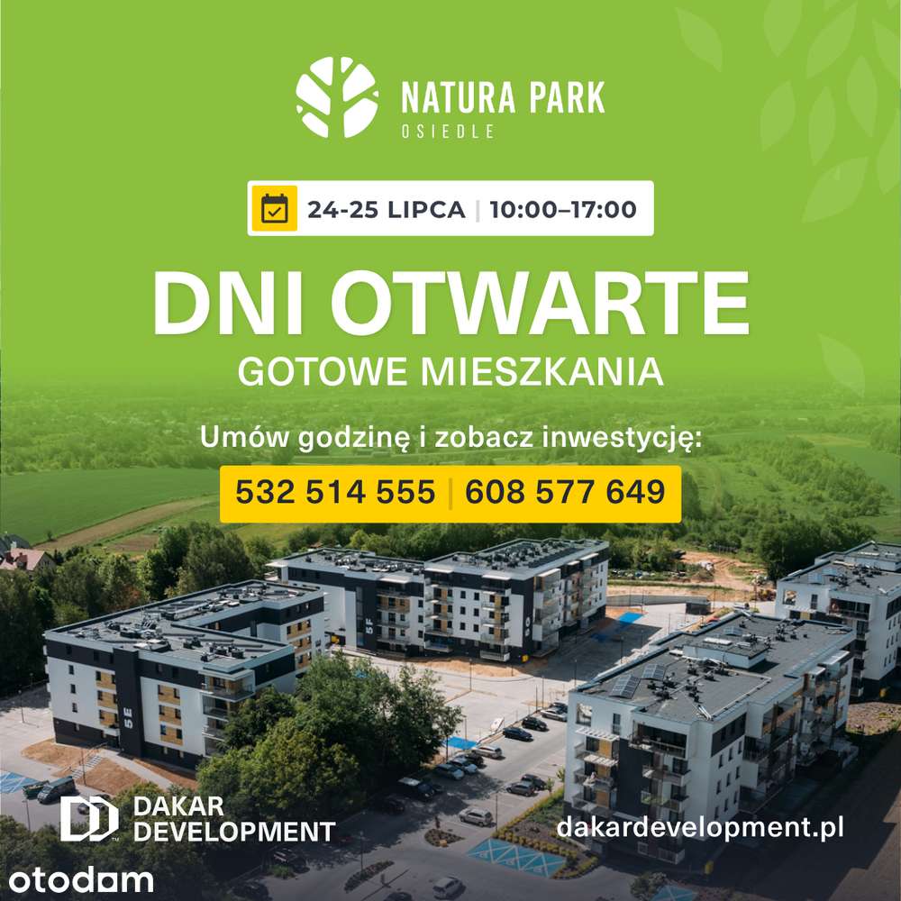 Gotowe mieszkanie 2-pokojowe - 44,14m2 |Duzy taras |Natura Park