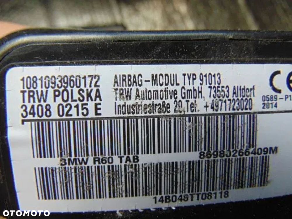 MINI COOPER R60 COUNTRYman AIRBAG PODUSZKA FOTELa - 4