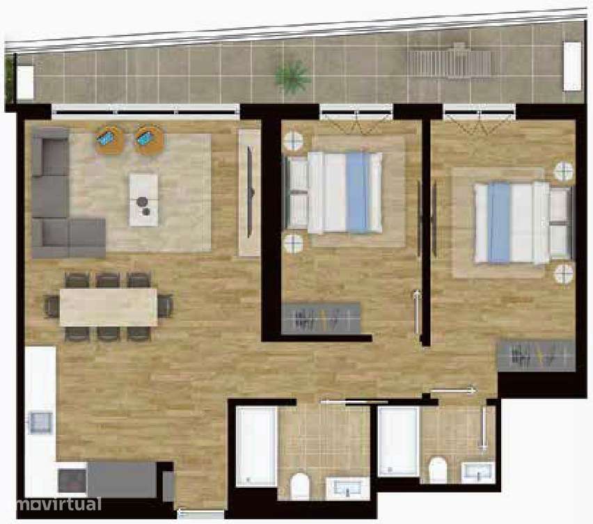Apartamento T2 Novo, Empreendimento Mirear, Vista B - Miraflores - Grande imagem: 5/5