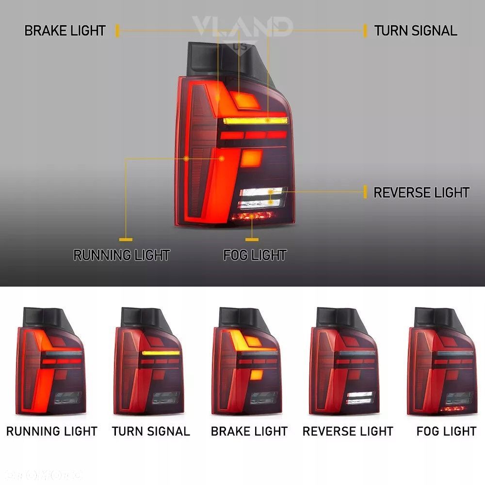 Lampy tylne Led Tuning Vw T6 1 Transporter Multivan Caravelle 7e 2015-2024 - 4
