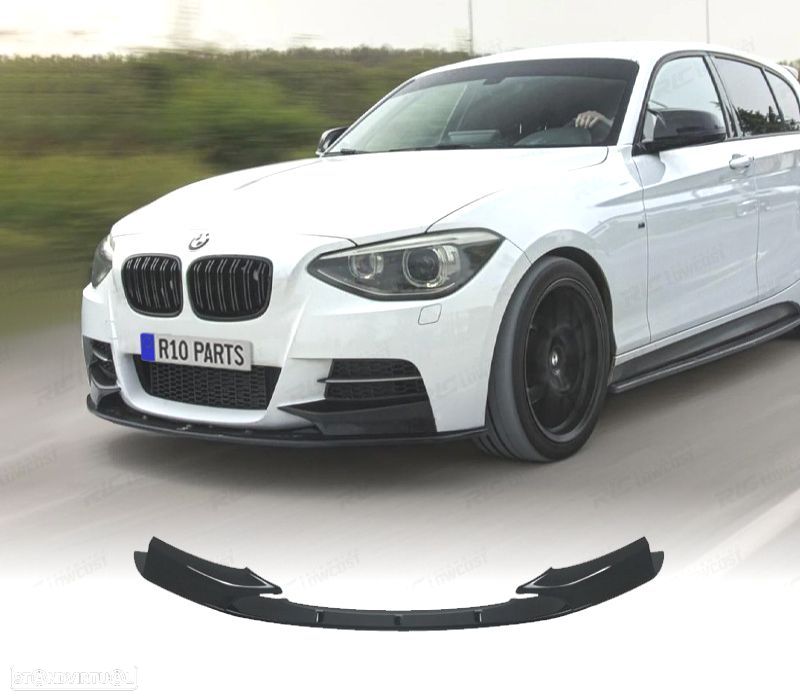 SPOILER LIP FRONTAL BMW F20 F21 11-15 LOOK M PERFORMANCE PRETO BRILHANTE - 1