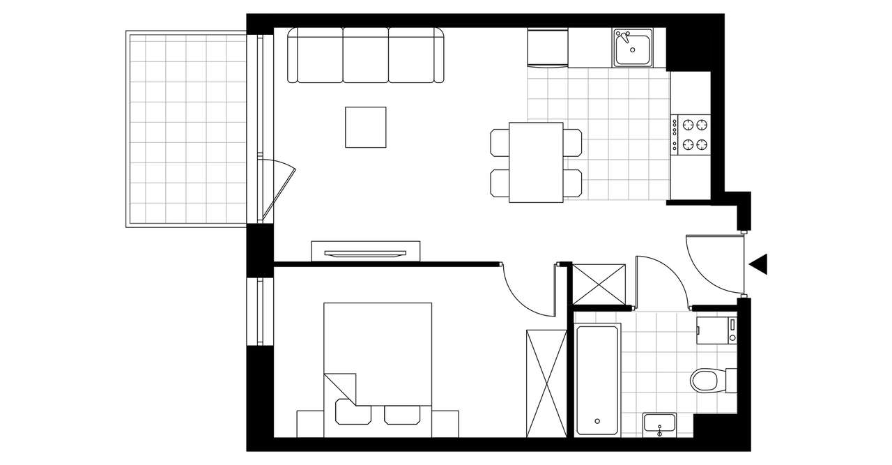 2-pokojowe mieszkanie 38m2 + balkon - Pełny obrazek: 3/9