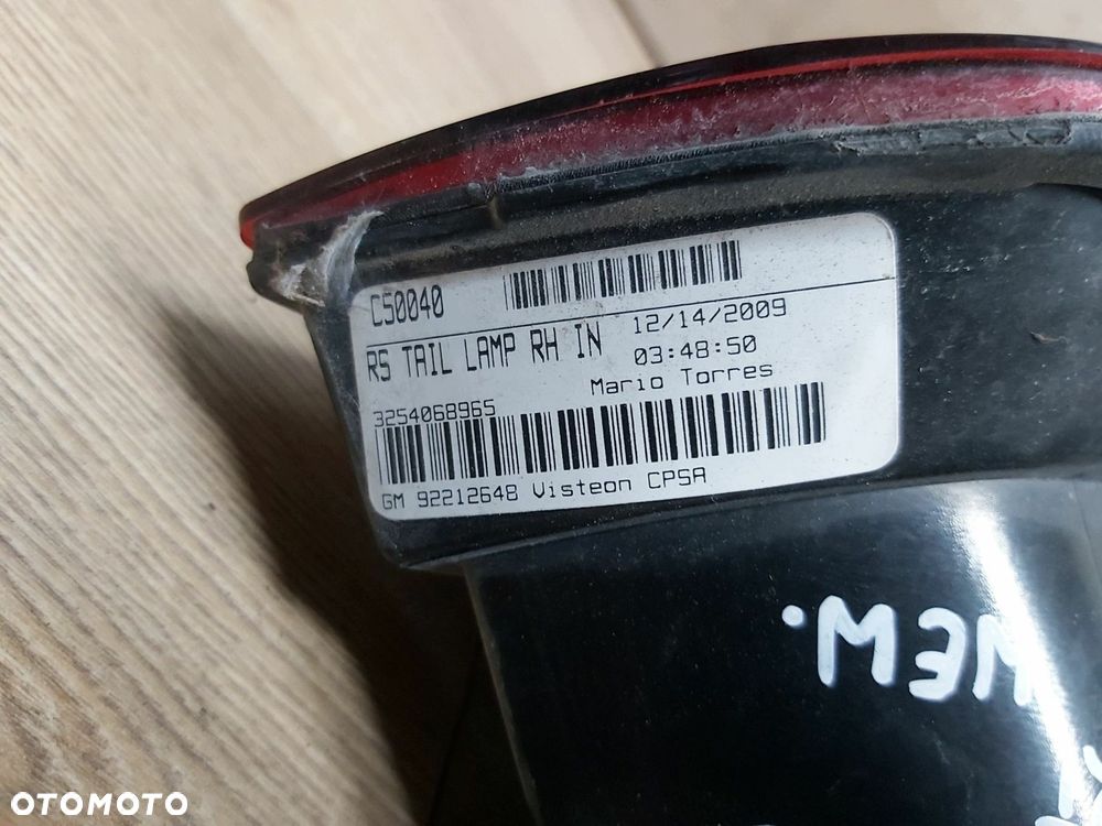 Chevrolet CAMARO V SS 6,2 v8 lampa prawy tył wewnętrzna 92212648 10-14r - 4