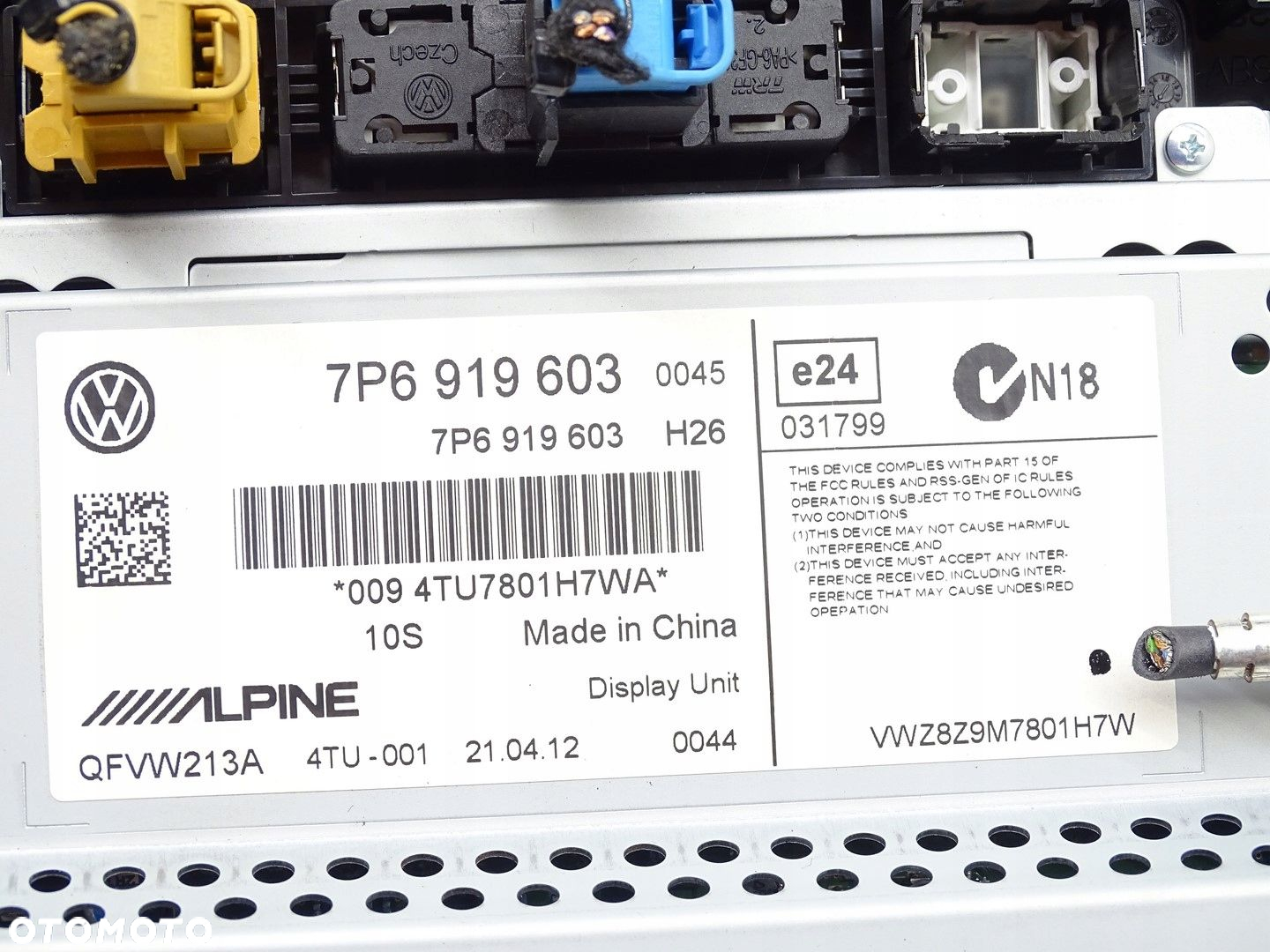 EKRAN WYŚWIETLACZ MONITOR LCD NAVI RADIA VW TOUAREG II 2 7P 7P6919603 - 7