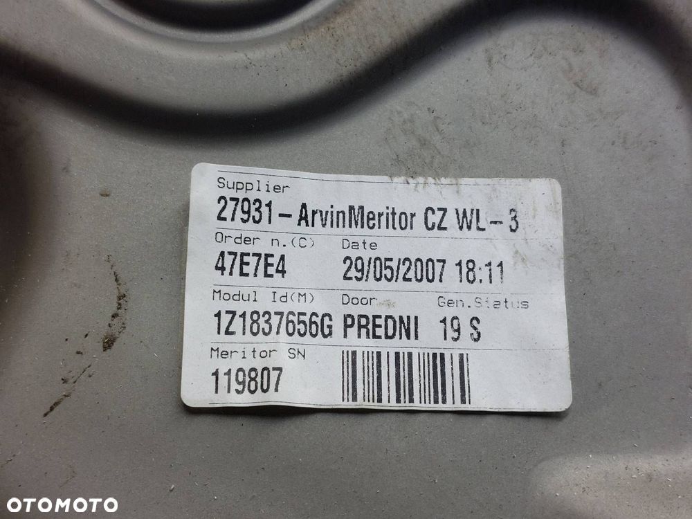 MECHANIZM PODNOŚNIK SZYBY PRAWY PRZÓD OCTAVIA II 1K0959792J 1Z1837656G - 2