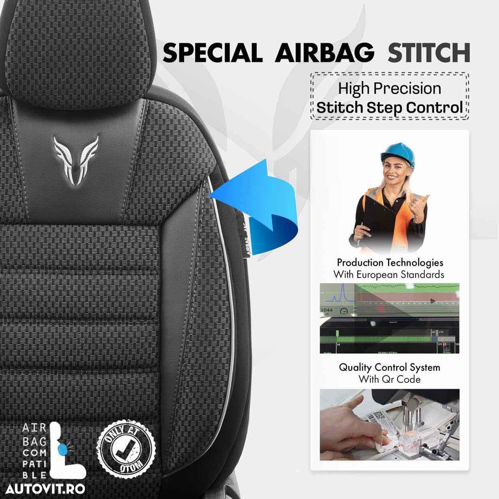 Set huse scaune Premium, Universale, fractionateOTOM Toro 902 negru - 4