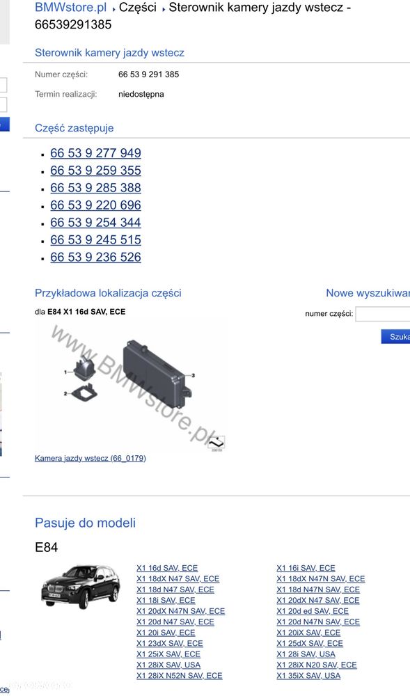 Moduł kamery cofania 9220696 x1 e84 - 3