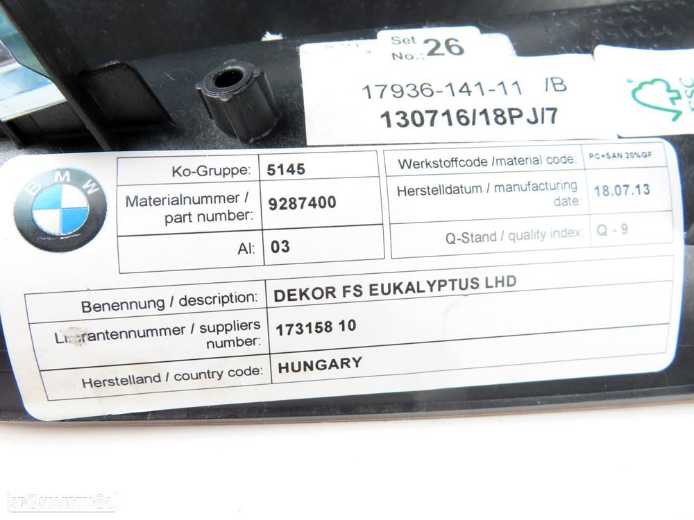 Conjunto Frisos do Tablier Usado / Original BMW i3 (I01) 51459332448 - 5