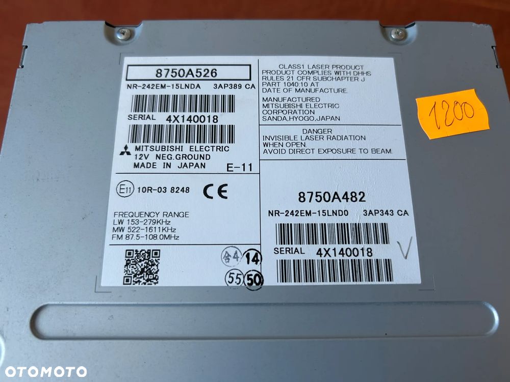 RADIOODTWARZACZ NAWIGACJA 8750A526 MITSUBISHI OUTLANDER III - 3