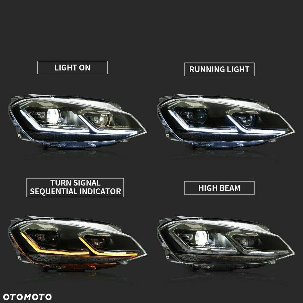 Reflektory Lampy kpl Vland Led +h7 Tuning Red GTI VW Golf VII 7 5g 2012-17 - 7