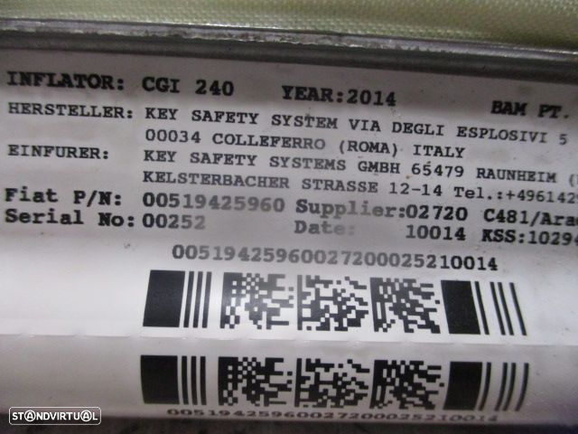 Airbag Cortina 00519425960 LANCIA YPSILON 2014 1.2 69CV 5P BRANCO ESQ - 3