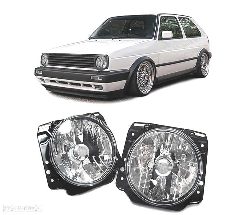 FARÓIS FRENTE PARA VOLKSWAGEN VW MK2 GOLF 2 II FUNDO CROMADO - 1