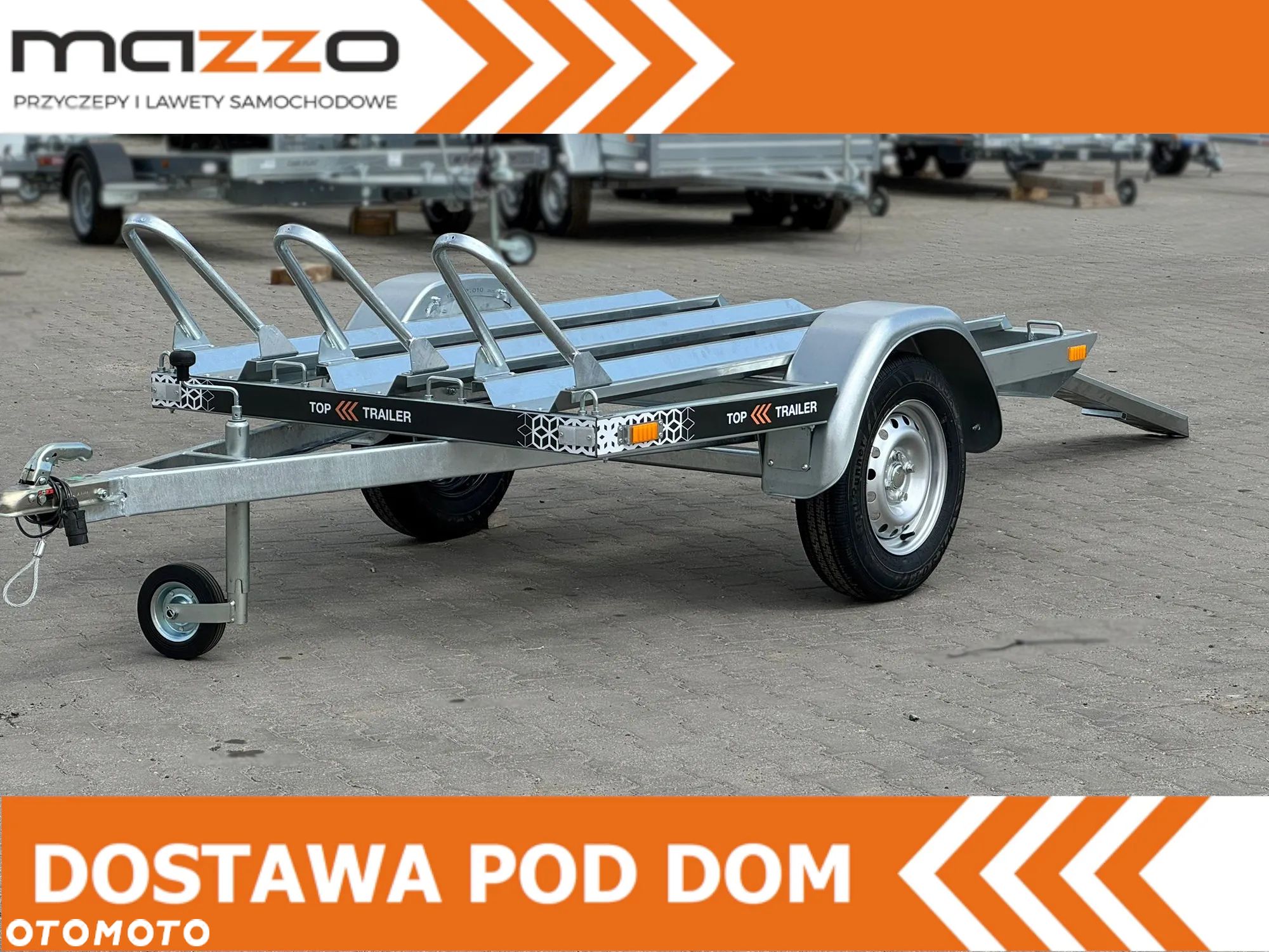 MAZZO DOSTAWA TOP TRAILER Przyczepa motocyklowa wym. 215×146 cm TT MOTO V3 – 1‑osiowa przyczepa motocyklowa DMC 750 kg nowa - 1